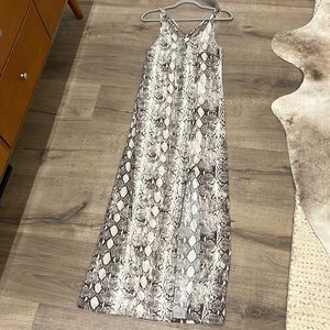 Maxi snake skin dress with slit up the leg